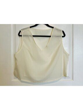 RAFFAELLA Sleeveless V Neck Ivory Cream Satin Blouse Top Filipiniana XXXL 3XL